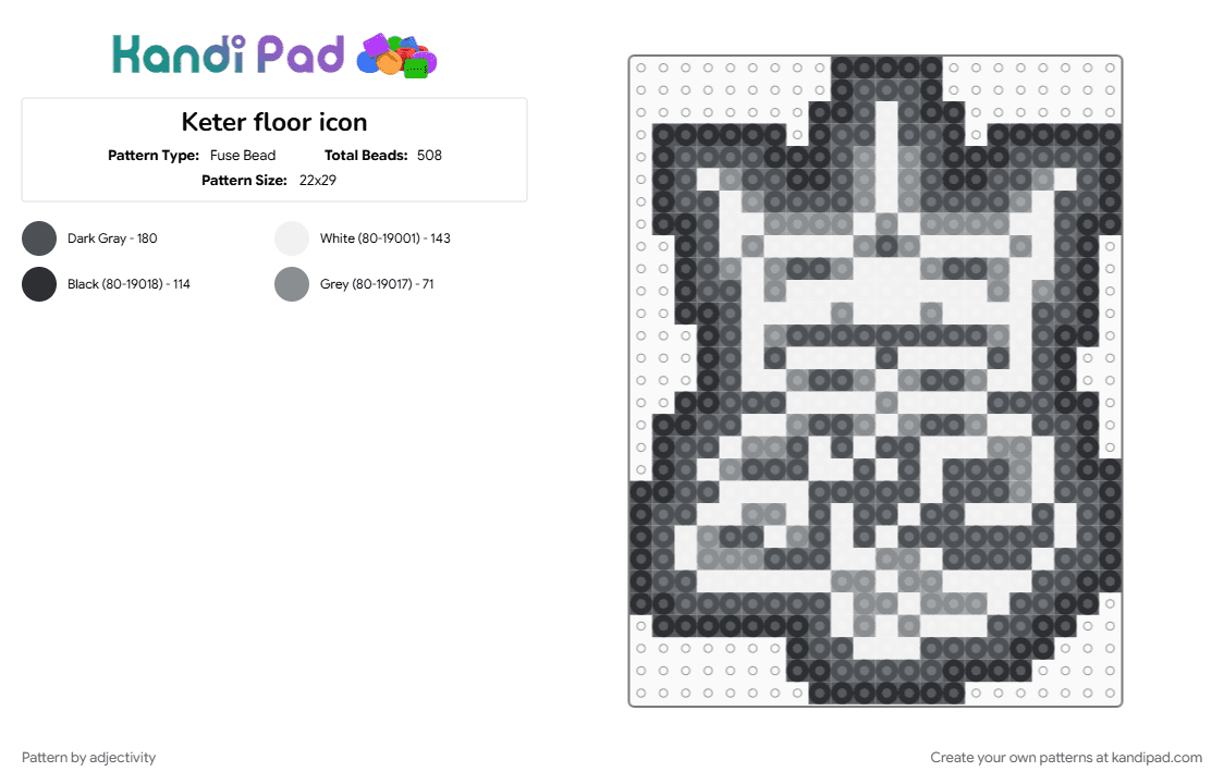 Keter floor icon - Fuse Bead Pattern by adjectivity on Kandi Pad - gray, limbus company, project moon, white