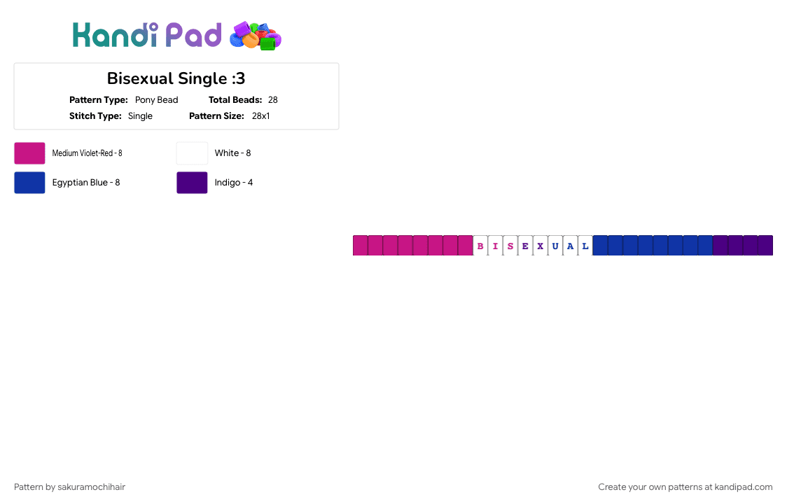 Bisexual Single :3 - Pony Bead Pattern by sakuramochihair on Kandi Pad - 