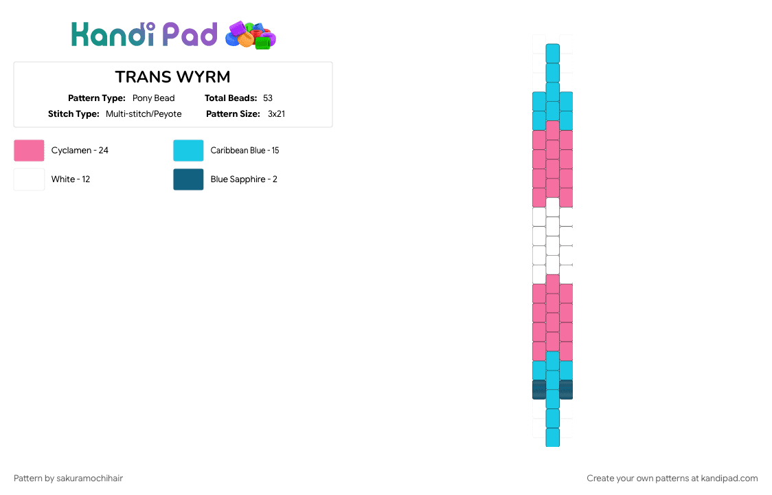 TRANS WYRM - Pony Bead Pattern by sakuramochihair on Kandi Pad - 