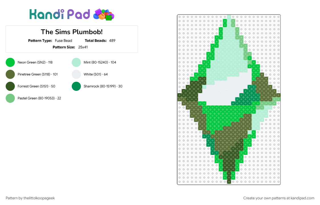 The Sims Plumbob! - Fuse Bead Pattern by thelittolkoopageek on Kandi Pad - gold, green, light blue, plumbob, the sims