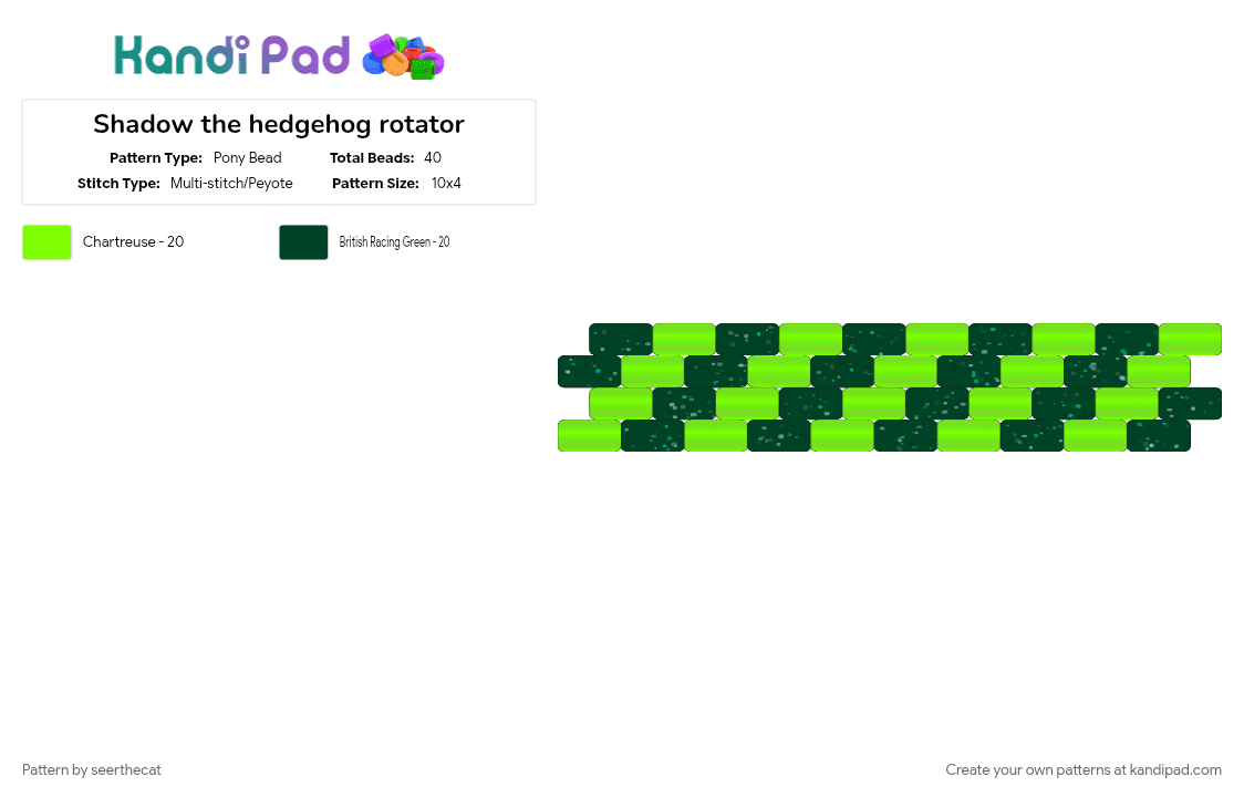Shadow the hedgehog rotator - Pony Bead Pattern by seerthecat on Kandi Pad - black, green, shadow, sonic the hedgehog, video game