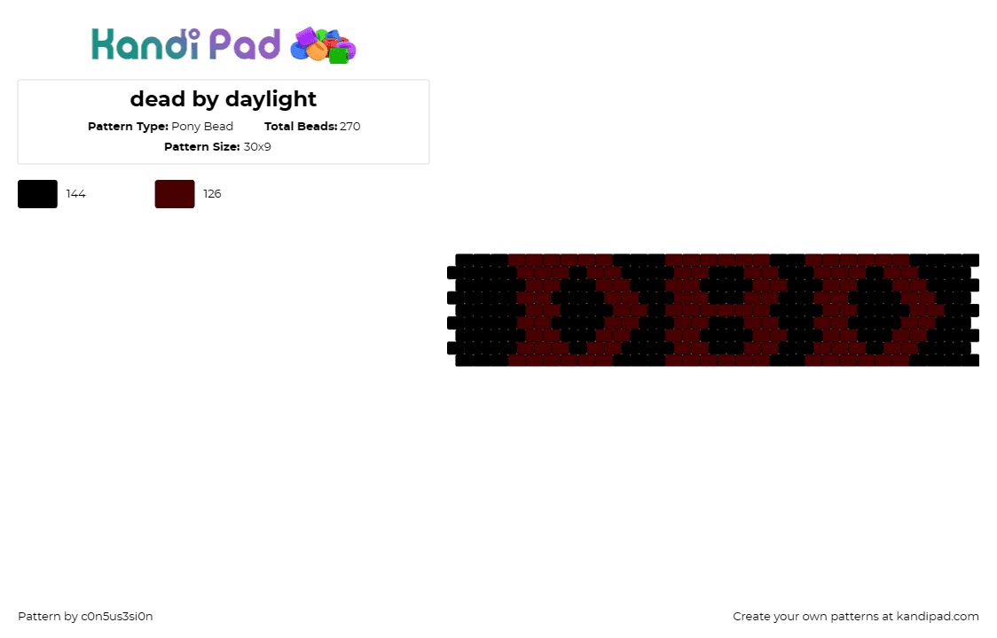 dead by daylight - Pony Bead Pattern by c0n5us3si0n on Kandi Pad - dead by daylight,cuff,dark,video game,horror