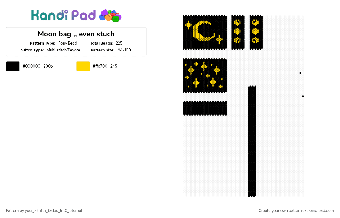 Moon bag ,, even stuch - Pony Bead Pattern by your_z3n1th_fades_1nt0_eternal on Kandi Pad - black