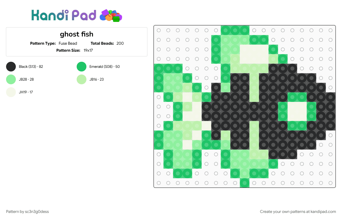 ghost fish - Fuse Bead Pattern by sc3n3g0dess on Kandi Pad - green