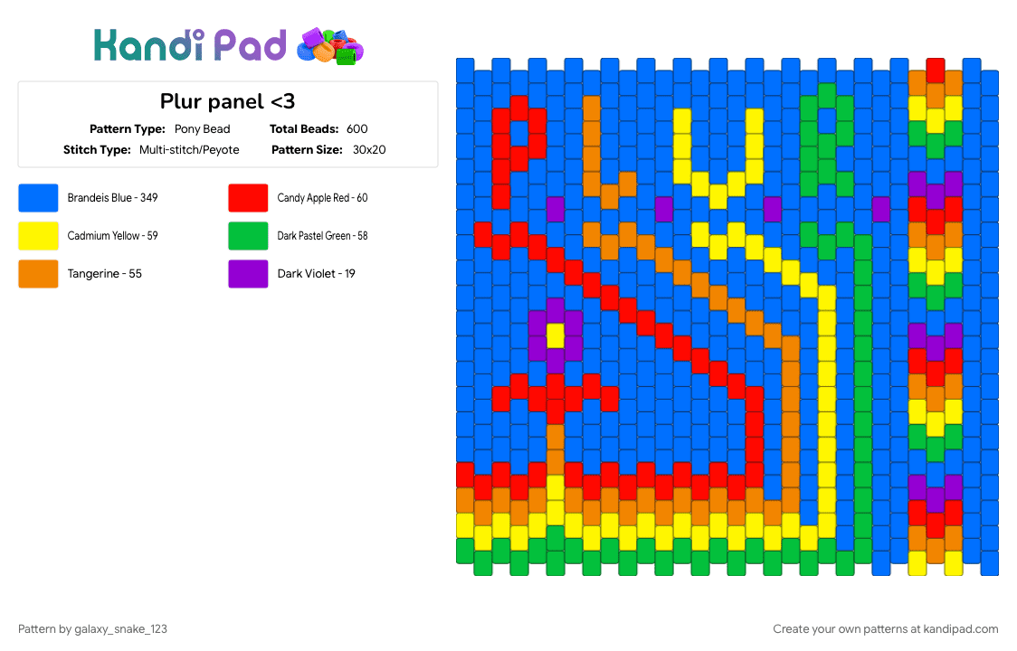 Plur panel - Pony Bead Pattern by galaxy_snake_123 on Kandi Pad - 