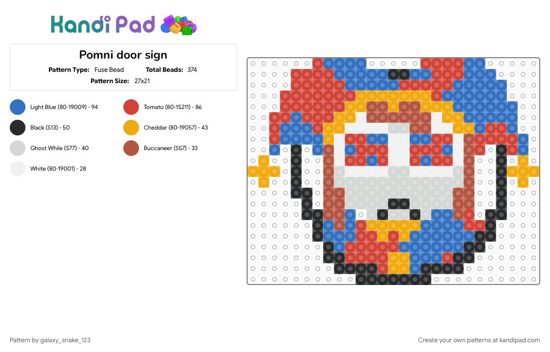 Pomni door sign - Fuse Bead Pattern by galaxy_snake_123 on Kandi Pad - blue, door, pomni, pomni tadc, red, sign, tadc, the amazing digital circus, theamazingdigitalcircus