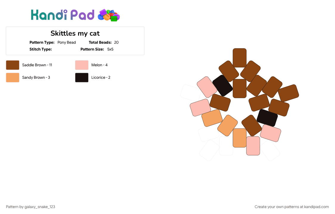 Skittles my cat - Pony Bead Pattern by galaxy_snake_123 on Kandi Pad - brown, cat, cats, kitten, red, star