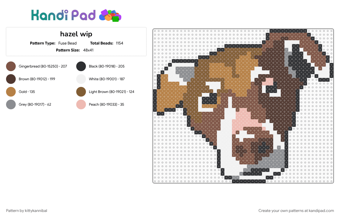 sweet baby hazel - Fuse Bead Pattern by kittykannibal on Kandi Pad - brown, cute, dog, tan, white