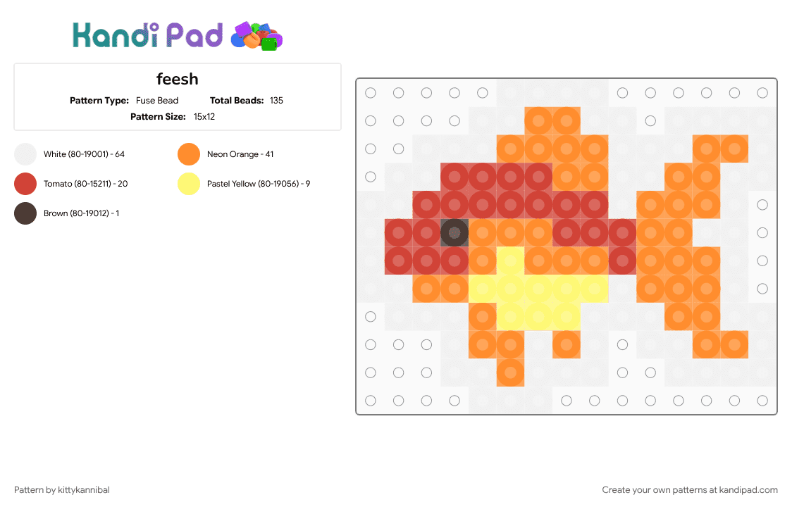 feesh - Fuse Bead Pattern by kittykannibal on Kandi Pad - fish, goldfish, orange, red, white, yellow