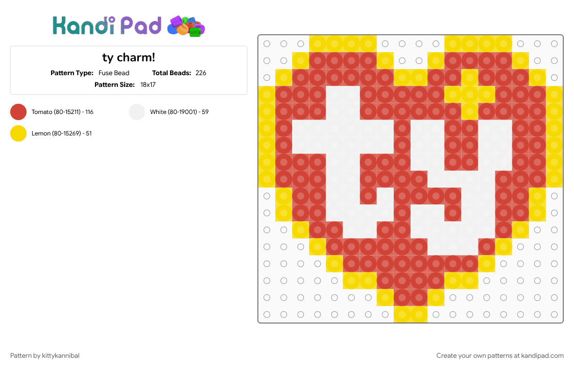 ty tag! - Fuse Bead Pattern by kittykannibal on Kandi Pad - red, white, yellow
