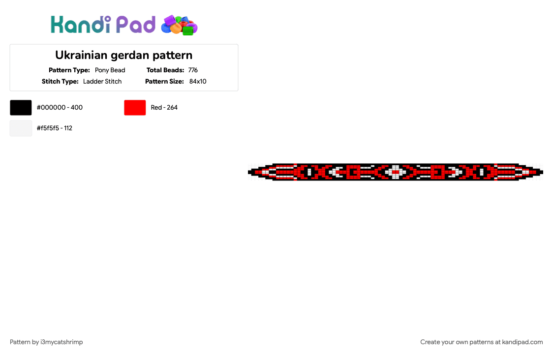 Ukrainian gerdan pattern - Pony Bead Pattern by i3mycatshrimp on Kandi Pad - red, white
