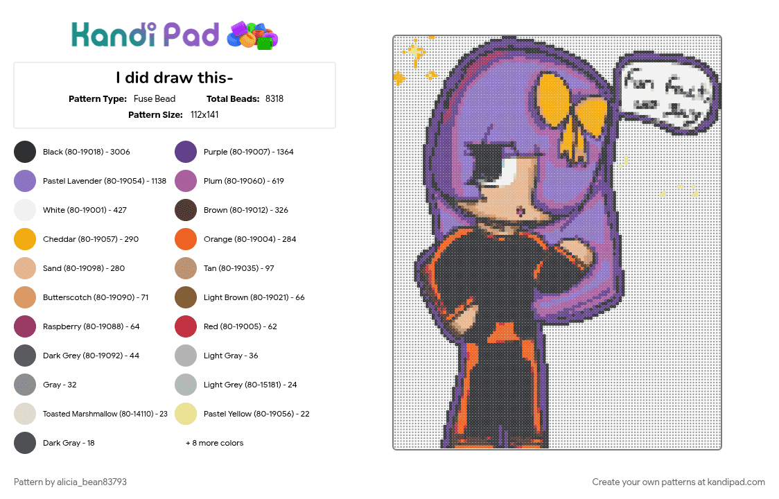 I did draw this- - Fuse Bead Pattern by alicia_bean83793 on Kandi Pad - 