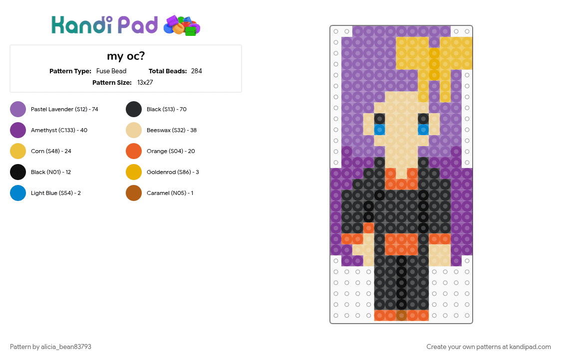 my oc? - Fuse Bead Pattern by alicia_bean83793 on Kandi Pad - beige, pink