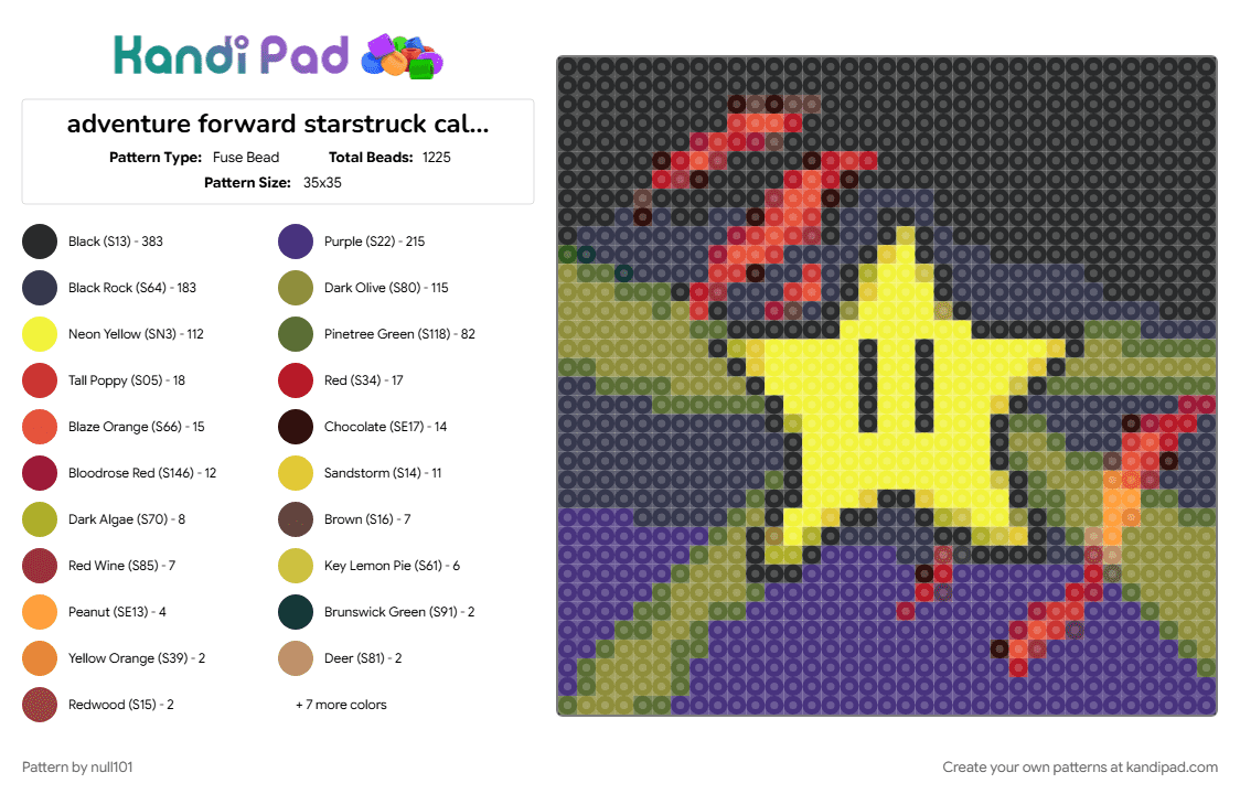adventure forward starstruck calamity thingy - Fuse Bead Pattern by null101 on Kandi Pad - adventure forward, idk, stars