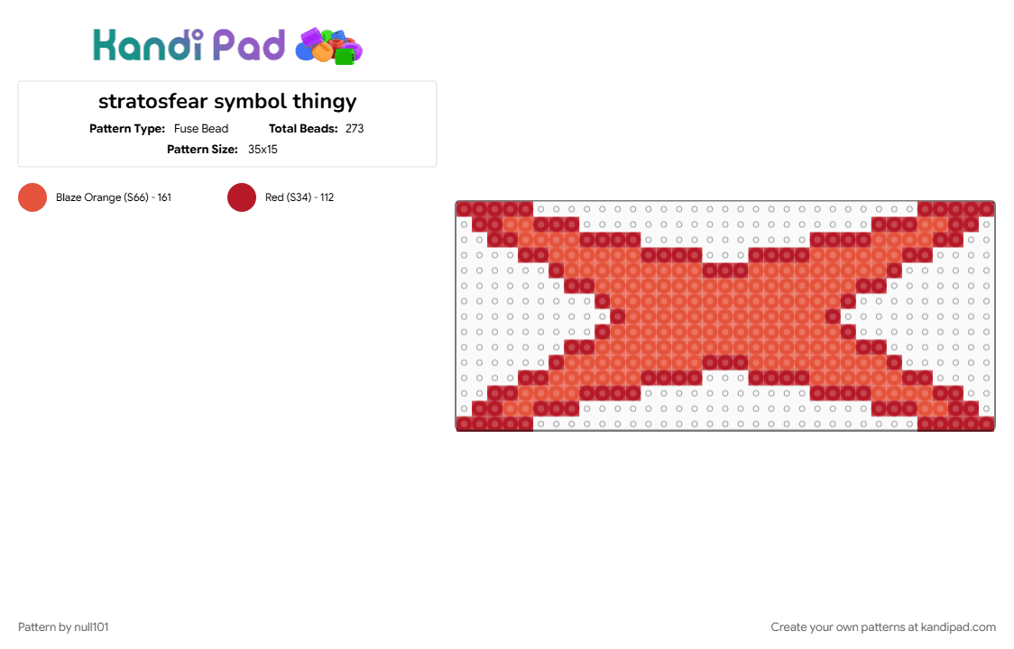 stratosfear symbol thingy - Fuse Bead Pattern by null101 on Kandi Pad - adventure forward, idk, red, symbol, x