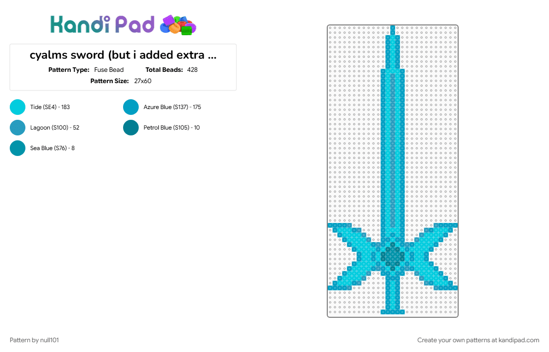 cyalms sword (but i added extra details) thingy - Fuse Bead Pattern by null101 on Kandi Pad - 