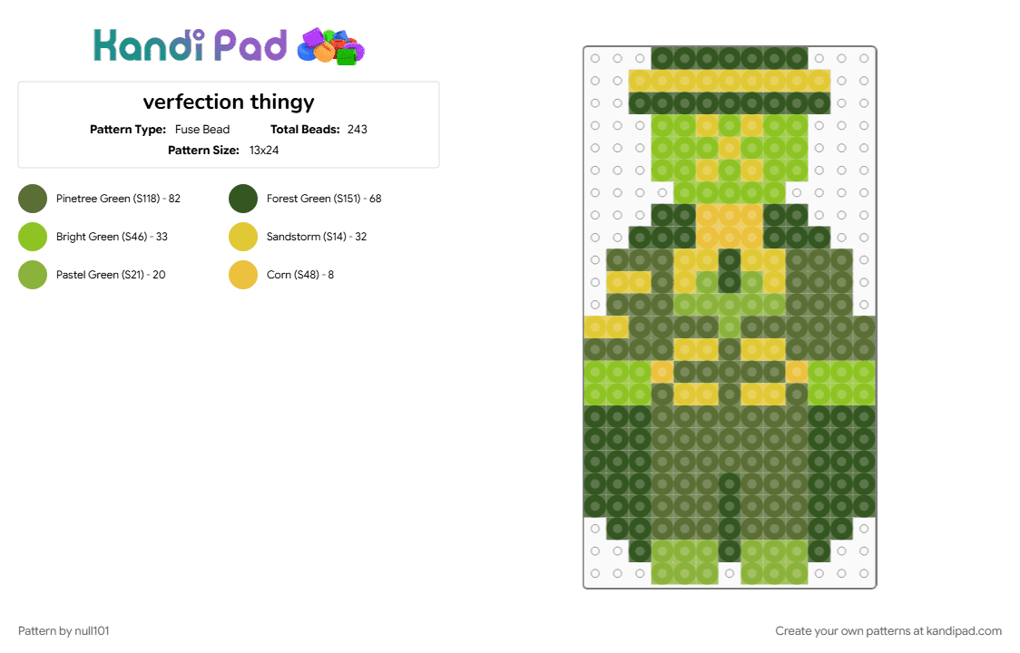 verfection thingy - Fuse Bead Pattern by null101 on Kandi Pad - adventure forward, character, gold, green, idk