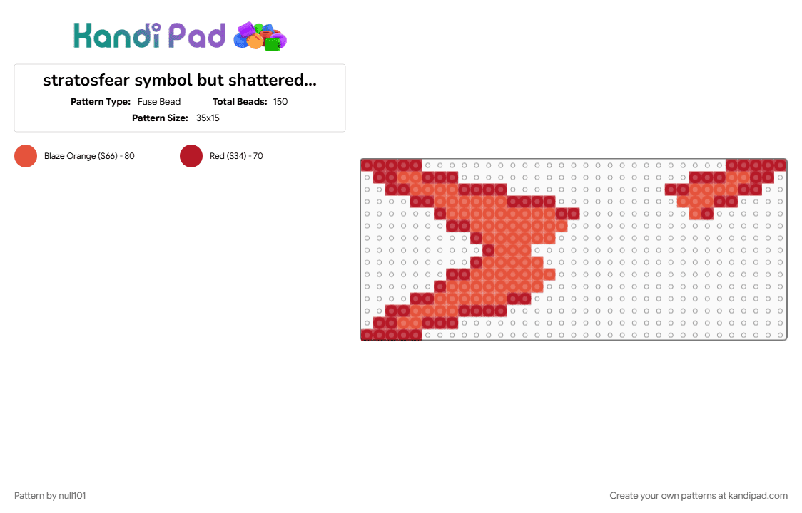 stratosfear symbol but shattered thingy - Fuse Bead Pattern by null101 on Kandi Pad - adventure forward, idk, red, symbol, x