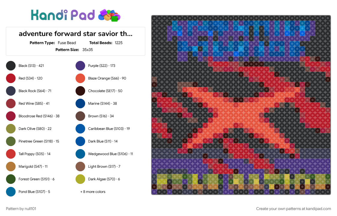 adventure forward star savior thingy - Fuse Bead Pattern by null101 on Kandi Pad - adventure forward, idk, red