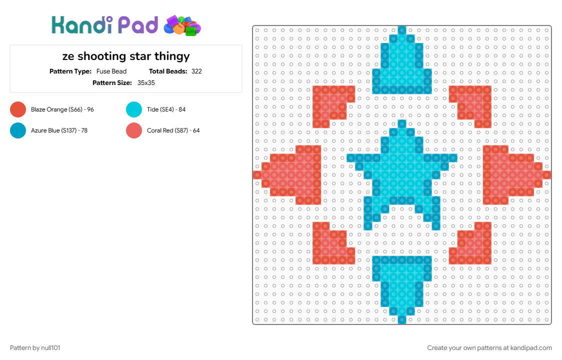ze shooting star thingy - Fuse Bead Pattern by null101 on Kandi Pad - adventure forward, blue, idk, light blue, pink, red, star