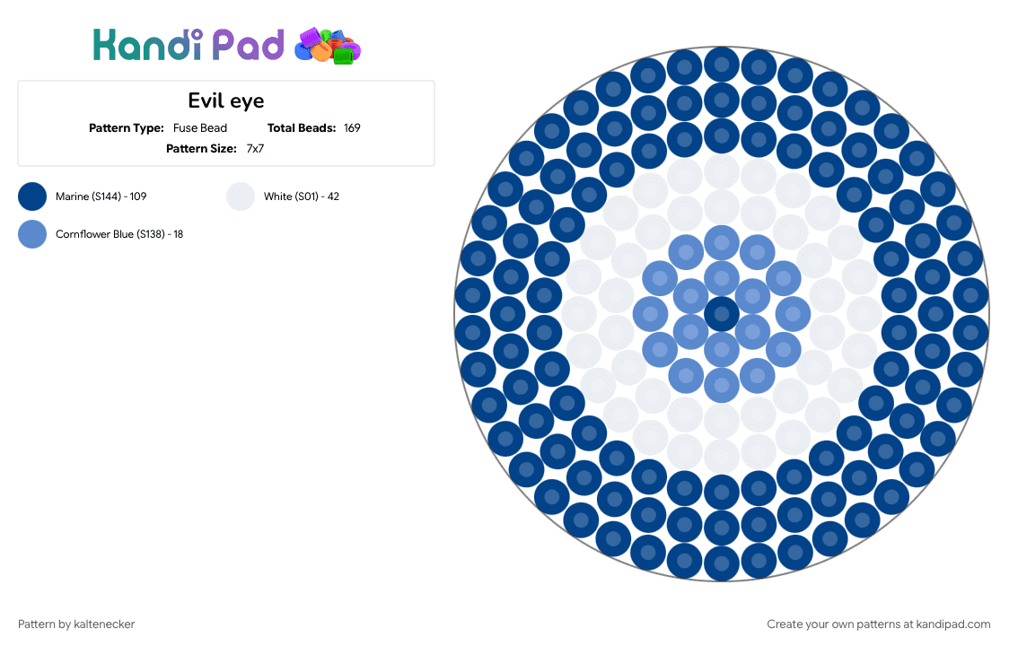 Evil eye - Fuse Bead Pattern by prujameson13 on Kandi Pad - blue