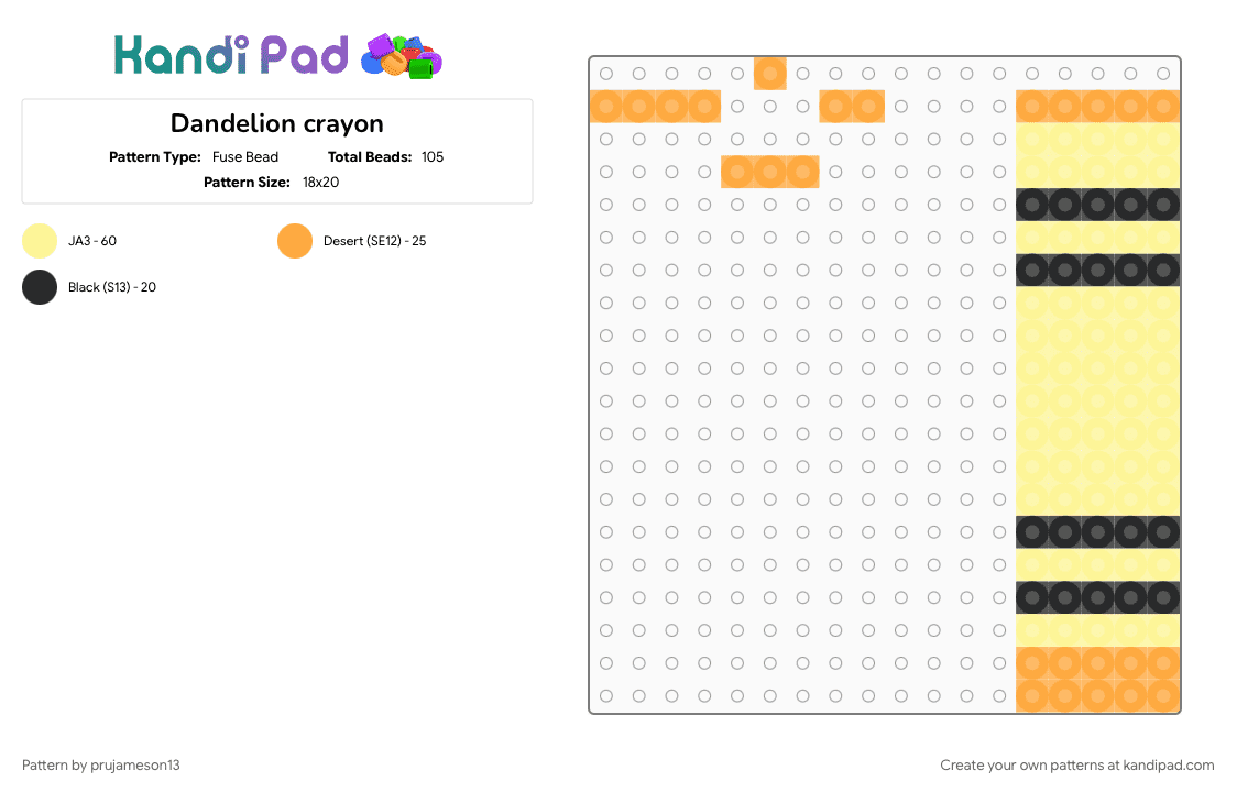 Dandelion crayon - Fuse Bead Pattern by prujameson13 on Kandi Pad - orange, yellow