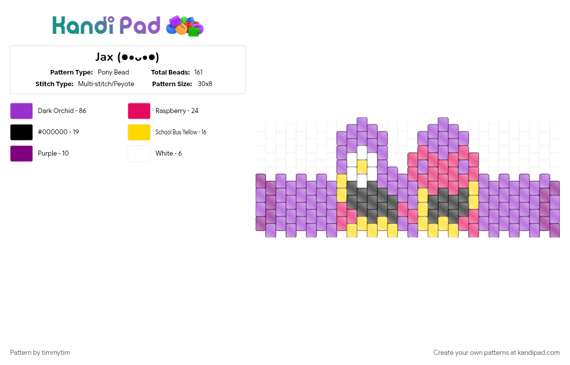 Jax (◍•ᴗ•◍) - Pony Bead Pattern by timmytim on Kandi Pad - jax, purple, tadc