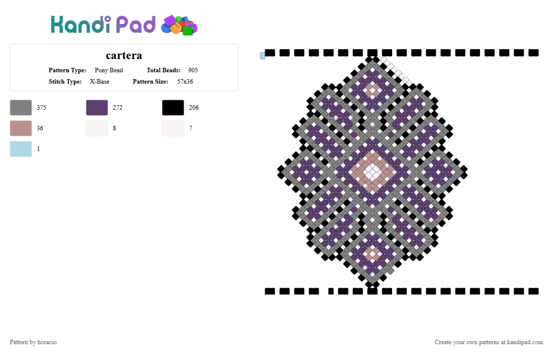 cartera - Pony Bead Pattern by horacio on Kandi Pad - gray, purple