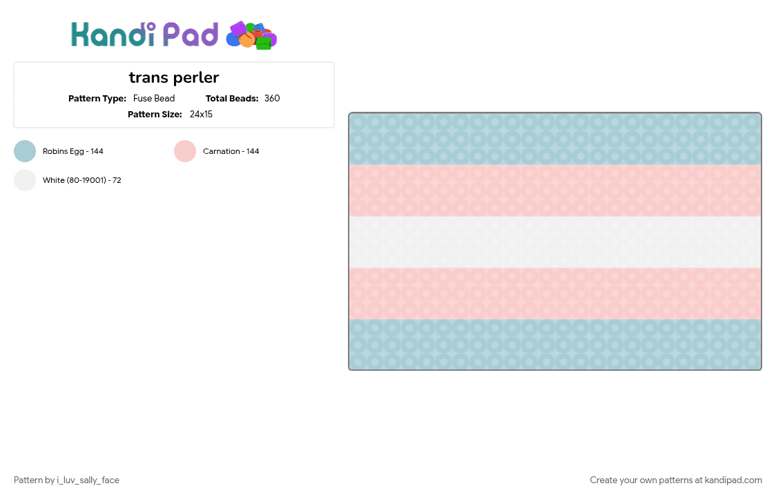 trans perler - Fuse Bead Pattern by i_luv_sally_face on Kandi Pad - beige, light blue, pride, trans, transgender