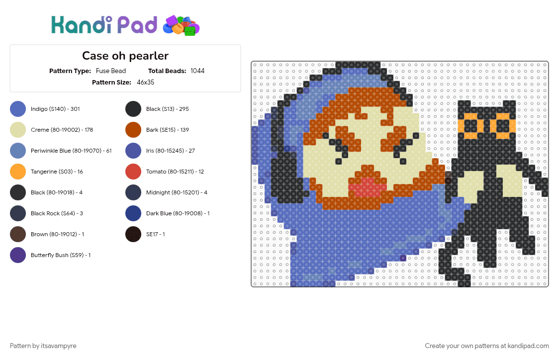 Caseoh pearler - Fuse Bead Pattern by itsavampyre on Kandi Pad - blue, red, yellow