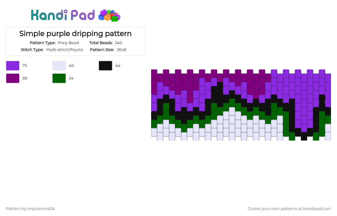 Green and purple dripping pattern - Pony Bead Pattern by onyx1error404 on Kandi Pad - purple