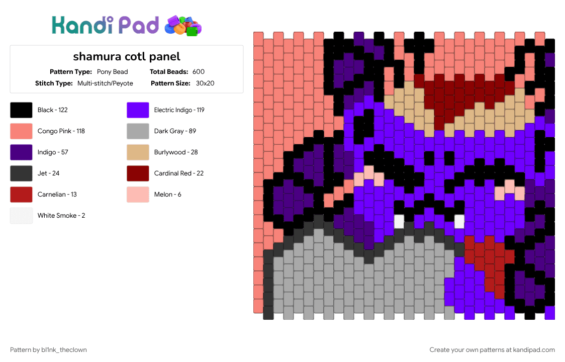shamura cotl panel - Pony Bead Pattern by bl1nk_theclown on Kandi Pad - 