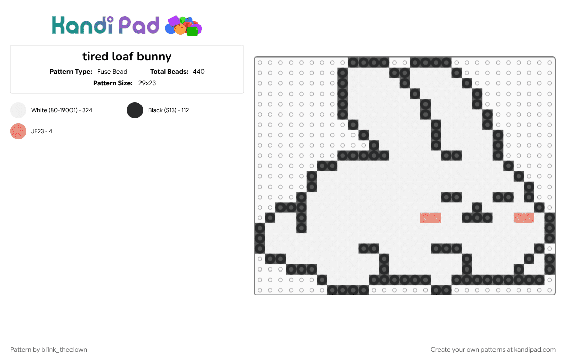 tired loaf bunny - Fuse Bead Pattern by bl1nk_theclown on Kandi Pad - animal, bunny, cute, rabbit, tired, white