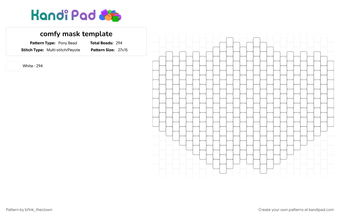 comfy mask template - Pony Bead Pattern by bl1nk_theclown on Kandi Pad - mask