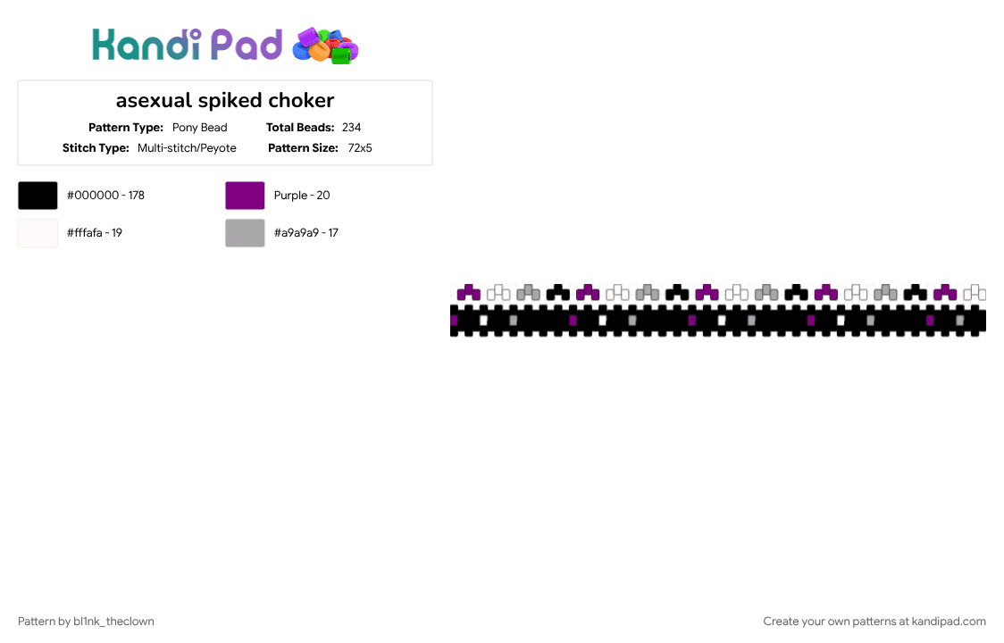 asexual spiked choker - Pony Bead Pattern by bl1nk_theclown on Kandi Pad - asexual, beige, black, pink, pride