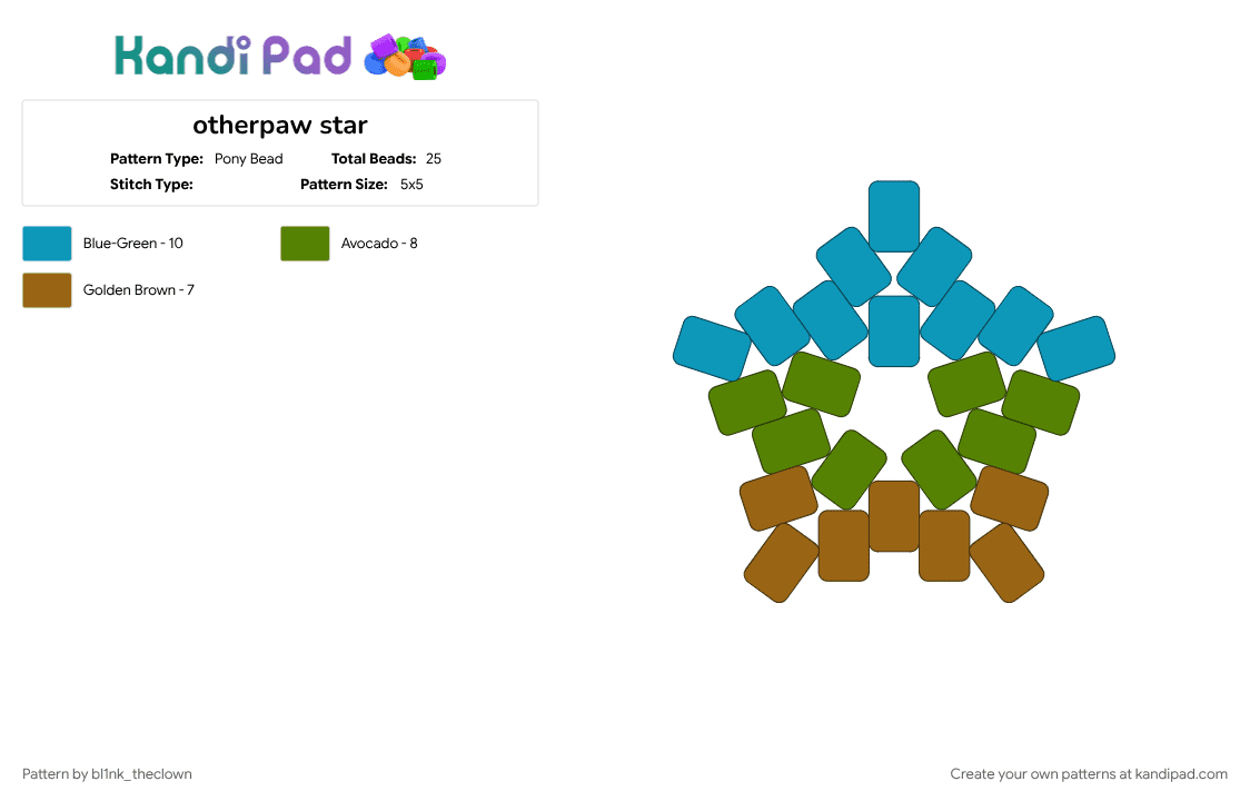 otherpaw star - Pony Bead Pattern by bl1nk_theclown on Kandi Pad - alterhuman, green, light blue, otherpaw, pride, star