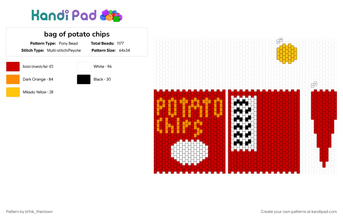bag of potato chips - Pony Bead Pattern by bl1nk_theclown on Kandi Pad - bag, colorful, red