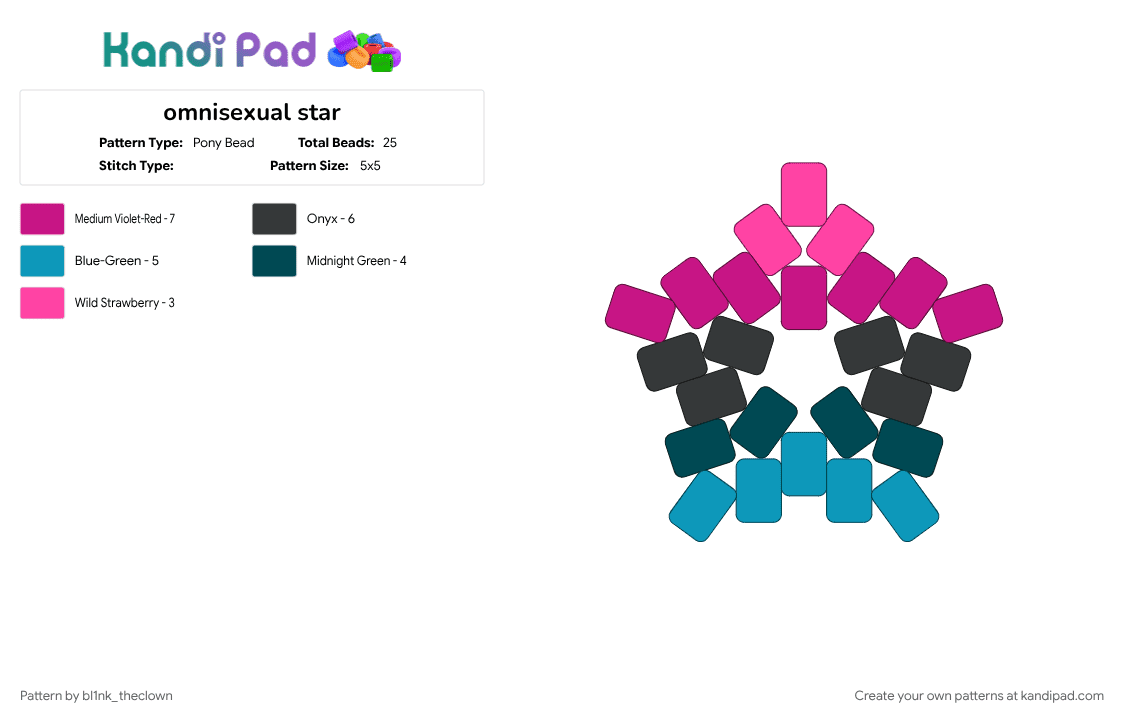 omnisexual star - Pony Bead Pattern by bl1nk_theclown on Kandi Pad - omnisexual, pink, pride