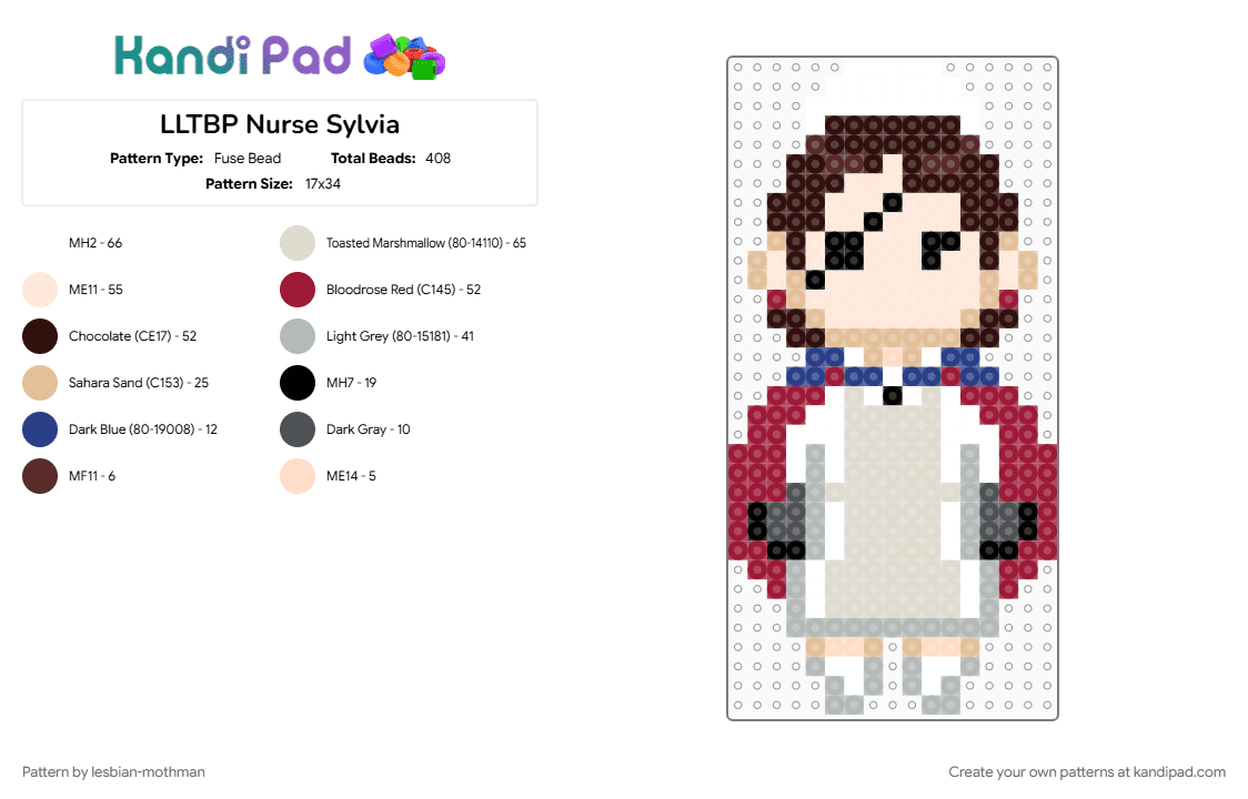 LLTBP Nurse Sylvia - Fuse Bead Pattern by lesbian-mothman on Kandi Pad - 