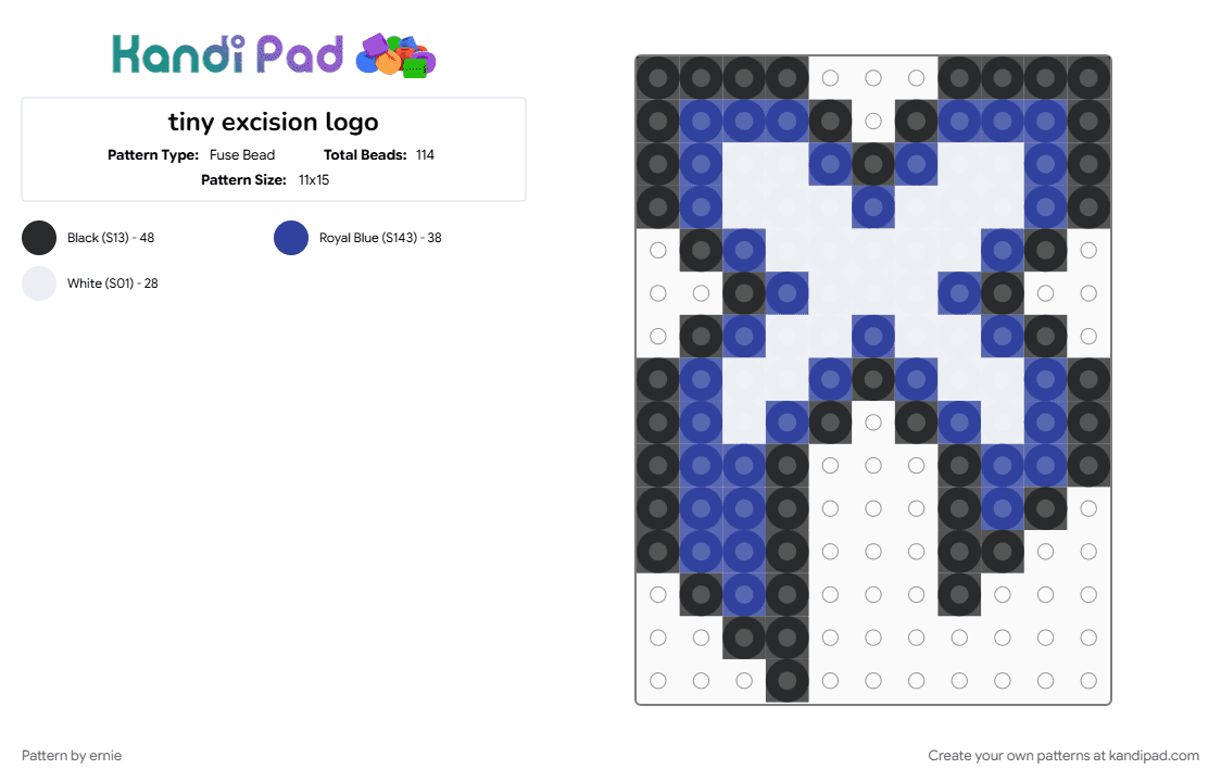 tiny excision logo - Fuse Bead Pattern by ernie on Kandi Pad - purple, white