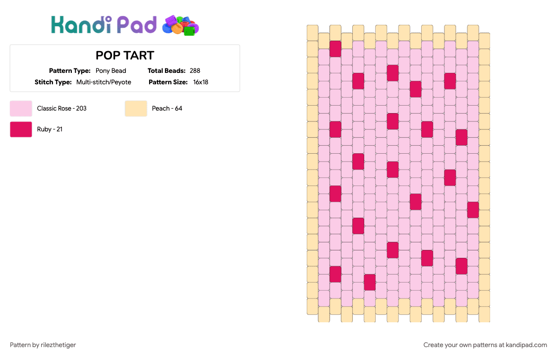 POP TART - Pony Bead Pattern by rilezthetiger on Kandi Pad - pink