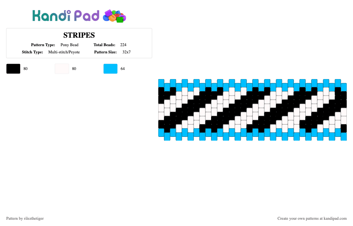 STRIPES - Pony Bead Pattern by rilezthetiger on Kandi Pad - light blue, white
