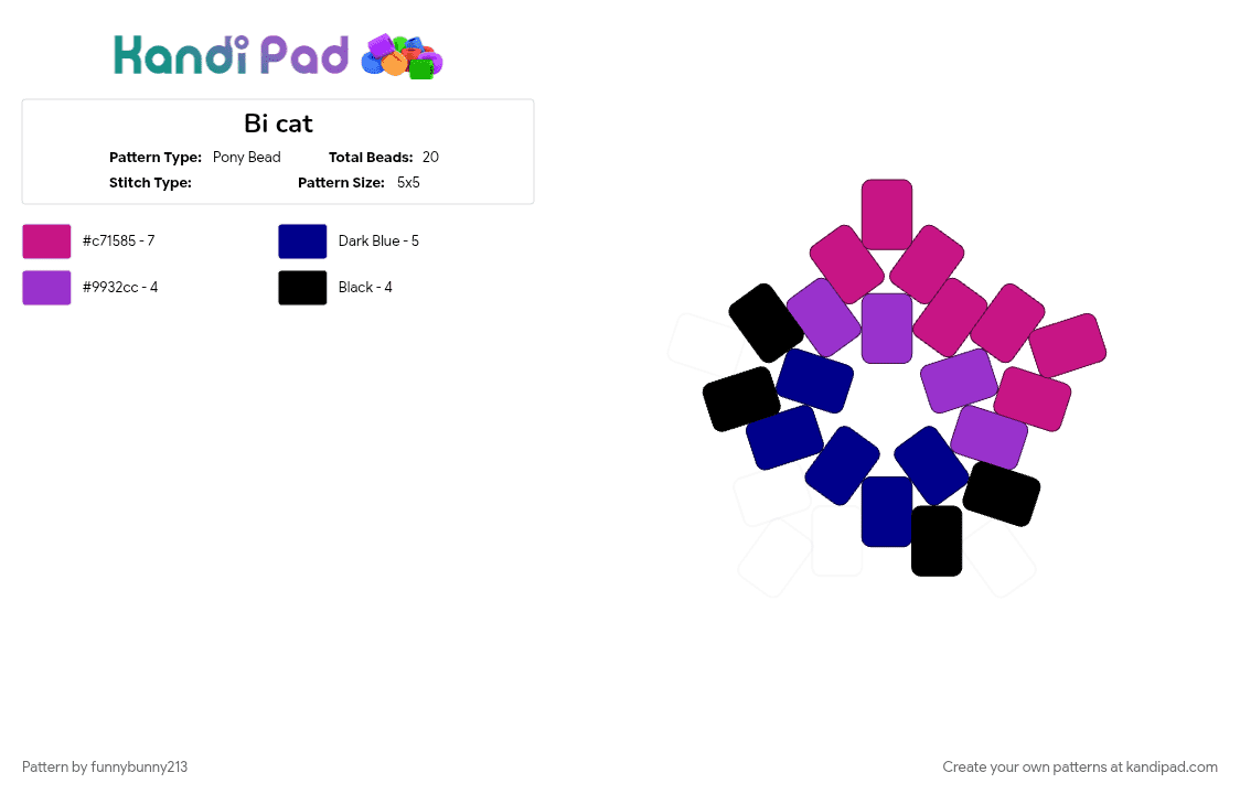 Bi cat - Pony Bead Pattern by funnybunny213 on Kandi Pad - cotdcats, pink, purple