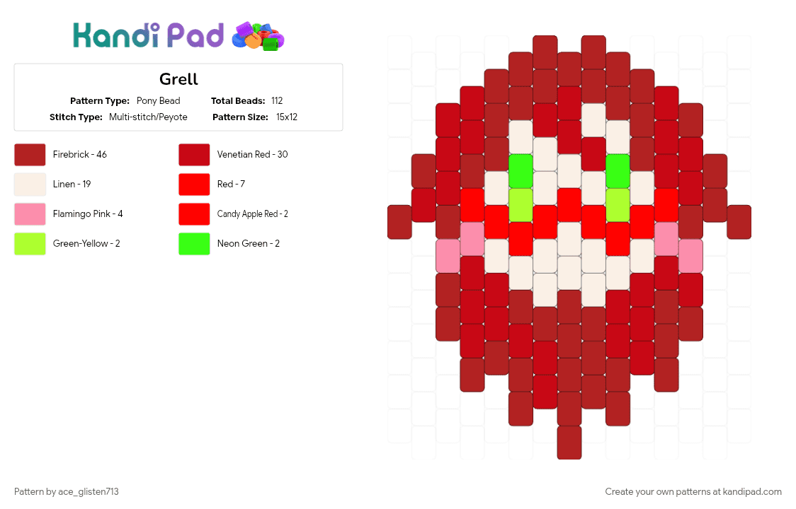 Grell - Pony Bead Pattern by ace_glisten713 on Kandi Pad - red