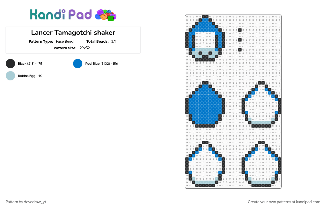 Lancer Tamagotchi shaker - Fuse Bead Pattern by dovedraw_yt on Kandi Pad - blue, deltarune, lancer deltarune, shaker, tamagotchi