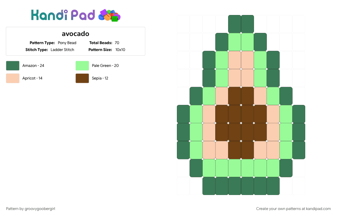 avocado - Pony Bead Pattern by groovygoobergirl on Kandi Pad - teal