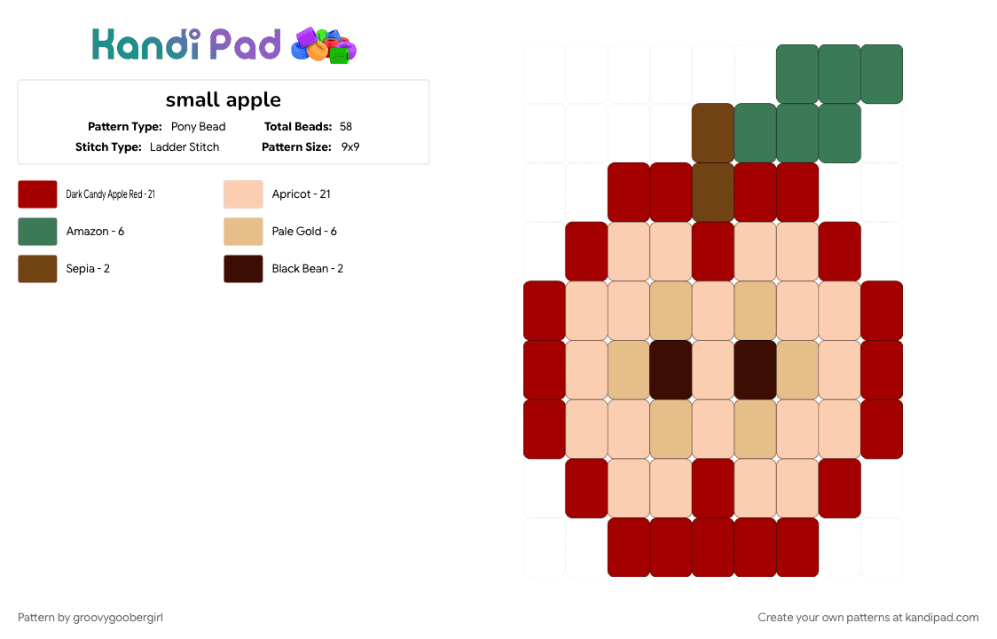 small apple - Pony Bead Pattern by groovygoobergirl on Kandi Pad - beige, red