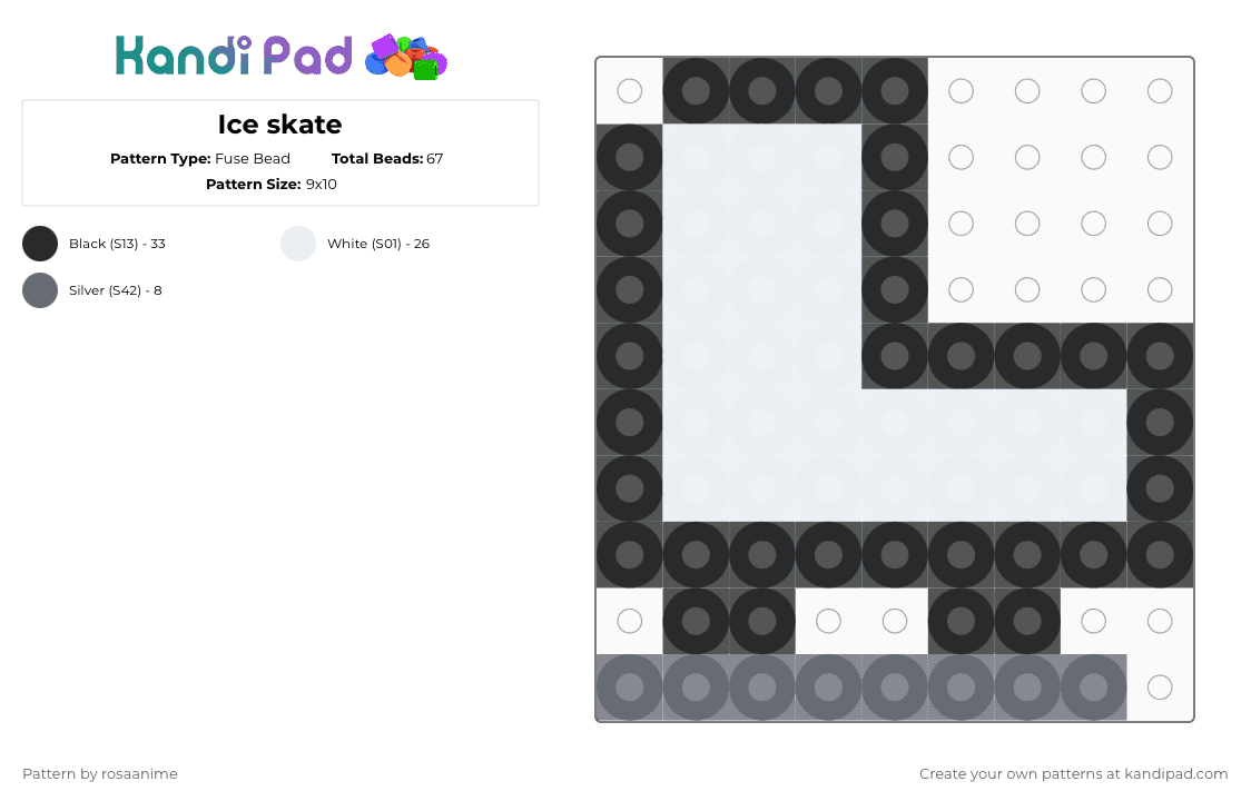 Ice skate - Fuse Bead Pattern by rosaanime on Kandi Pad - white