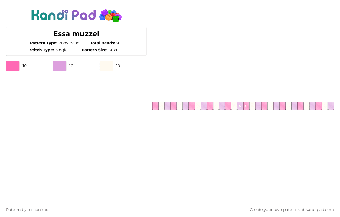 Essa muzzel - Pony Bead Pattern by rosaanime on Kandi Pad - pink,white,essa,muzzel,cute,purple,essa muzzel