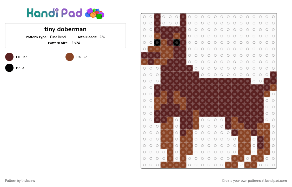 tiny doberman - Fuse Bead Pattern by thylacinu on Kandi Pad - brown, cute, doberman, dog, puppy, red, small